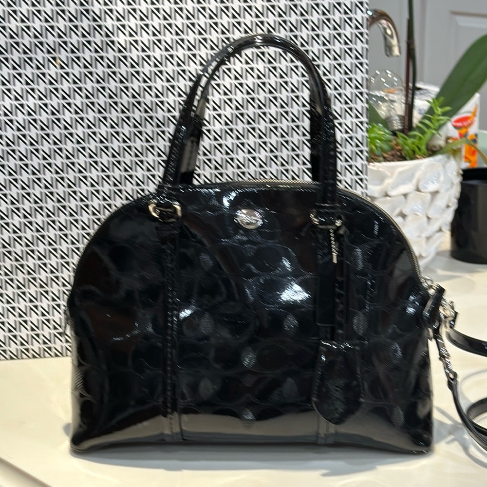 Coach Black Patent Bag w/ extendable strap